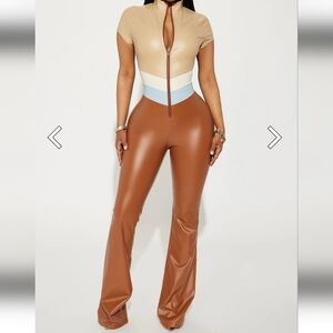 Brand New Stylish Tan and Cream Jumpsuit